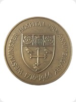 1966
Bronze
Westminster Hospital 250th Anniversary Medal 1716-1966
