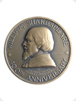 1964
Bronze
William Shakespeare 400th Anniversary Medal
