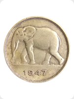 1947
Copper
Banque Du Congo Belge 5Fr Coin
